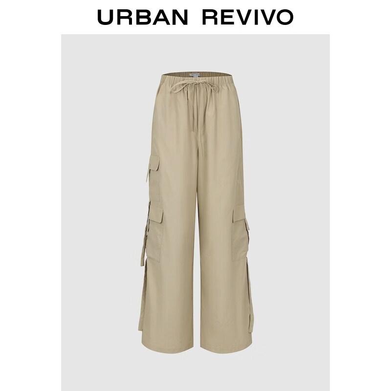 UR2026 Women s Casual Wide-Leg Tie-Waist Pants S