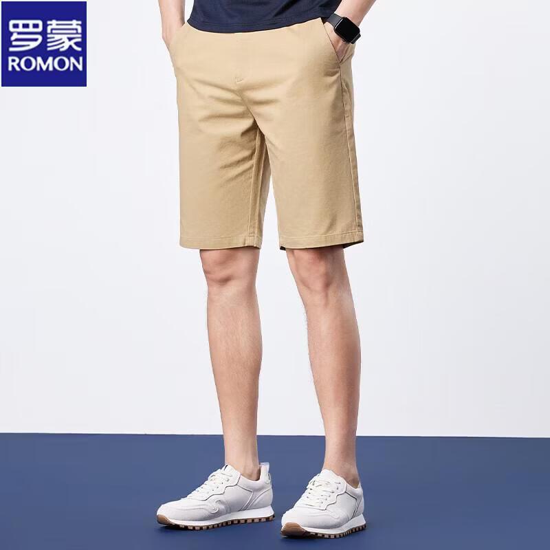 ROMON Men's Thin Straight Fit Cotton Casual Shorts