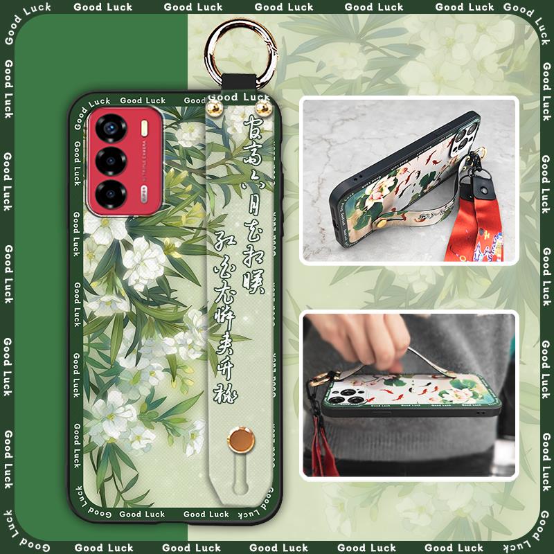 Elderly lady Durable Phone Case For ZTE Blade V40 Vita/A72 Wrist Strap Wristband For Mom Silicone Fashion Dirt-resistant