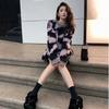Striped contrasting round neck pullover sweater for women's autumn and winter new loose and thick knitted top jacket