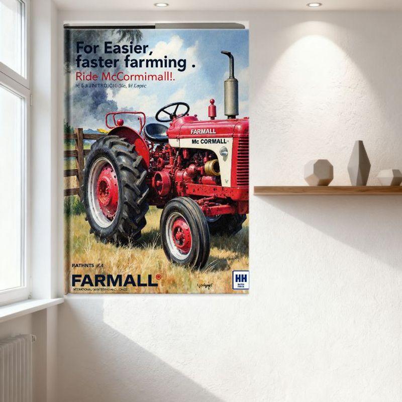 Vintage Farmall McCormick Tractor Metal Tin Sign for Home Bar Man Cave Decor, Retro Farm Machinery Art Poster, Farm Equipment Ad