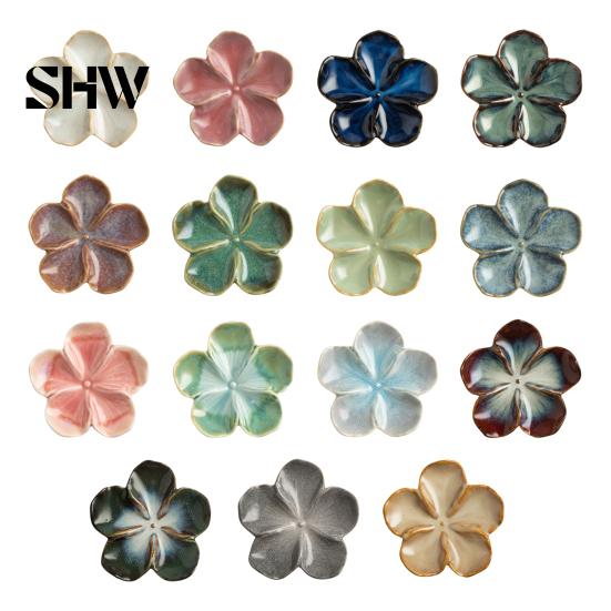 Retro Glaze Dipping Bowls Cherry Blossom Sauce Dish, Ceramic Sushi Soy Bowl, Small Unique Kiln Change Tableware Decorative Seasoning Appetizer Serving