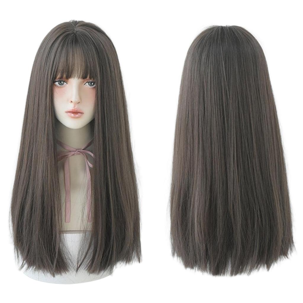 Realistic Long Straight Wig for Women Soft Breathable Natural Look Synthetic Hair Cosplay Props Daily Wear Hairstyle Accessory Party