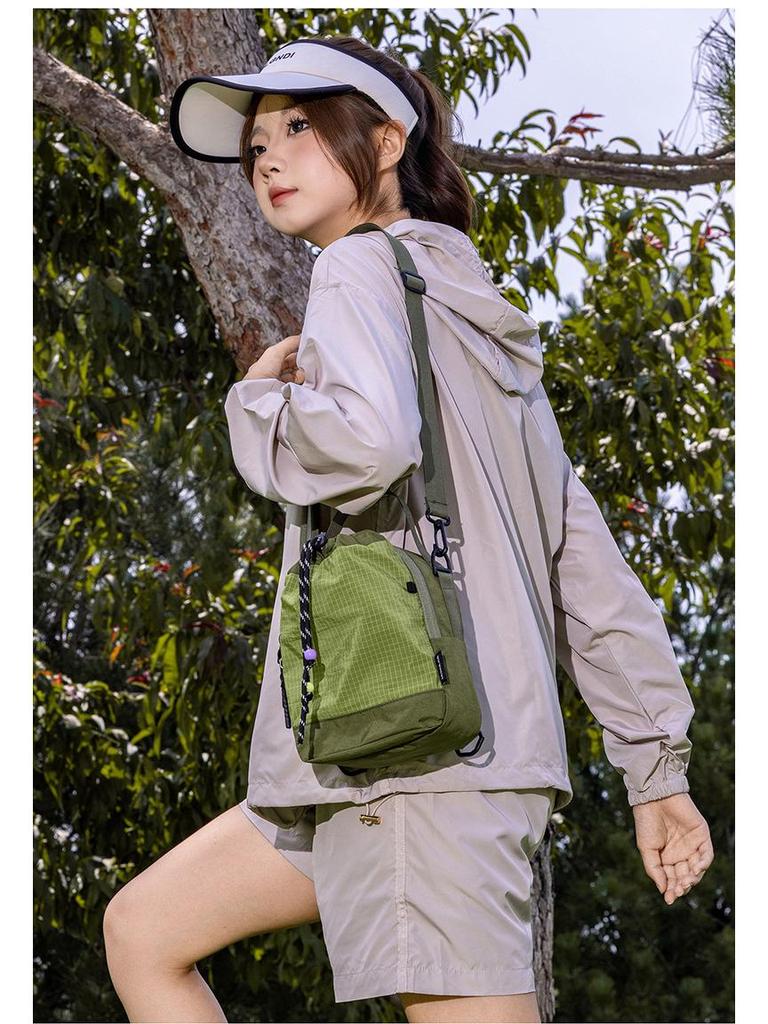 Color Block Crossbody Outdoor Sports Water Bottle Bag - Lightweight Drawstring Backpack