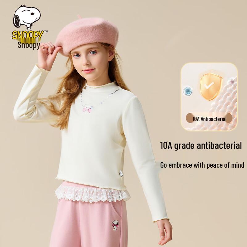 SNOOPY Girls' Mock Neck Long Sleeve T-Shirt