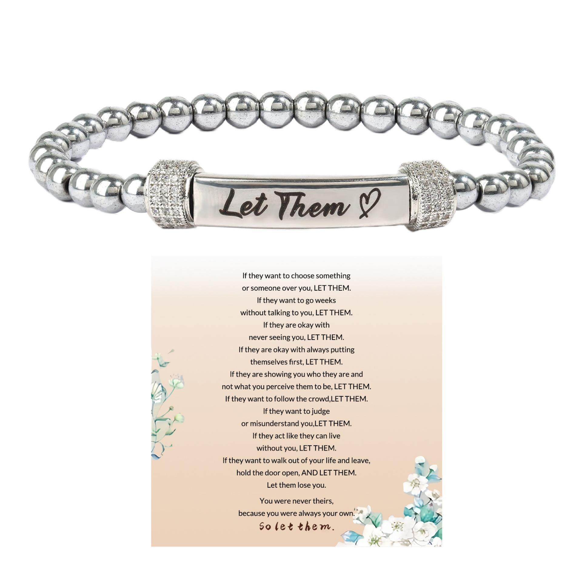 

JYL TS Bracelet LET THEM Inscription CCB Bead Enhances Confidence & Purpose Silver Beads Silver 2 сплав оранжевый