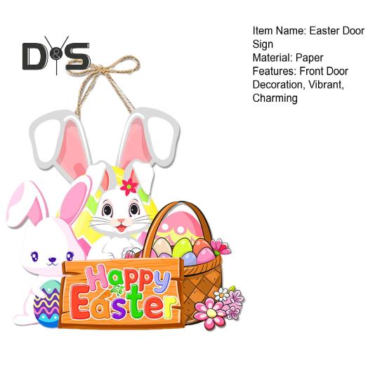 Oster-Türschild „Frohe Ostern“, Tür-Willkommensschild, hängende Dekoration für die Haustür mit Seil für Wand, Zuhause, drinnen und draußen, Frühlingsdekor