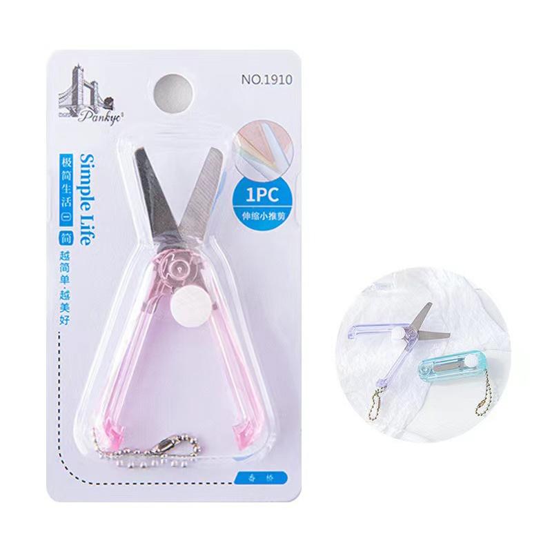 Transparent Mini Scissors Retractable Folding Portable Scissors Student Hand-Made Paper Scissors Candy Color Small Scissors