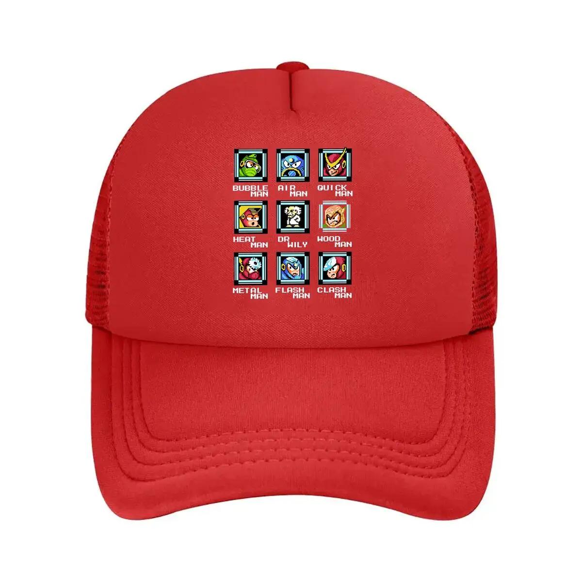 Retro Game Heroes Pixel Art Classic Video Game Characters Design Mesh Baseball Cap One Size