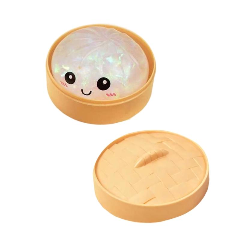 Rainbow Color Steamed Bun Squishy Toy Cute & Adorable Design Stress Relief Soft Rebound Portable Simulation Bun Toy Decorations