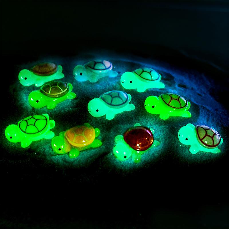 3Pcs Mini Luminous Turtle Figurine Simulation Tortoise Ornament Micro Landscape Fish Tank Aquarium Decor