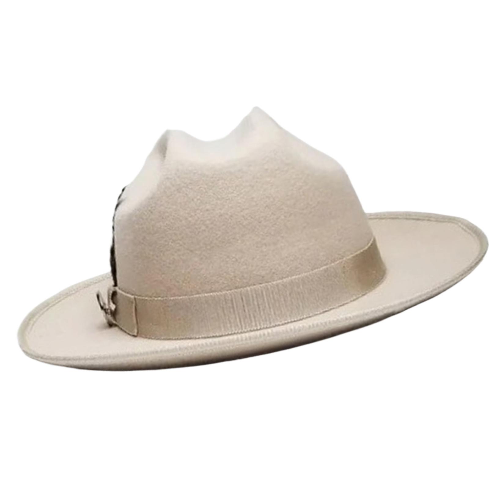 

Roll Brim Wool Hat for Adult Stage Performances Hat Theme Party Costume Hat Masquerade Dress Up Hat Music Festival Hat бежевий