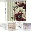 1pc 71x71 Inch Floral Shower Curtain - Large Burgundy & Cream Flowers with Green Leaves, Machine Washable Polyester, Elegant B