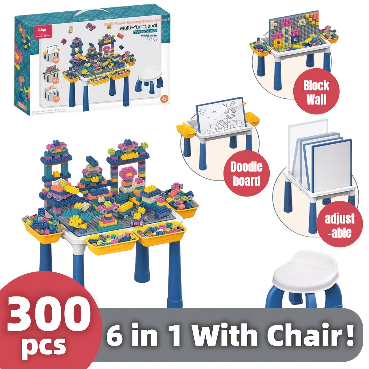 

300-Piece 6-in-1 Multi-Functional Building Block Table! It Adjusts, Builds, Studies, and Draws - Awesome Holiday Gift for Kids