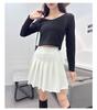 2025 High Waist Black Pleated Midi Skirt for Women - A-Line, College Style, Anti-Exposure, Slimming Fit