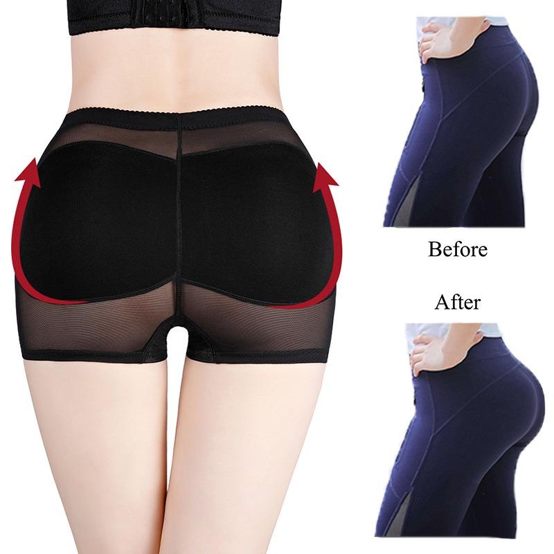 Chiloți modelatori cu talie medie, fund mare fals, pentru femei, pentru slăbit, ridicare fese, cu bureți, push-up, pantaloni scurți, îmbunătățire șolduri, lenjerie modelatoare