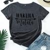 HAKUNA Pattern Cotton T-Shirt Short Sleeve Round Neck Women 2d Print Tops