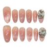 12Pcs Oval Cat Eye Blush Gradient Handmade False Nails for Women