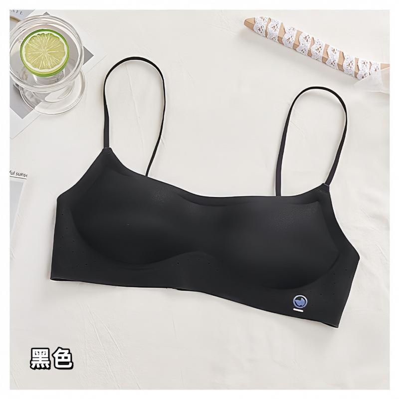 Women Thin Strap Low Back Beautiful Back Seamless Gathered Push Up Bra For Small Chest