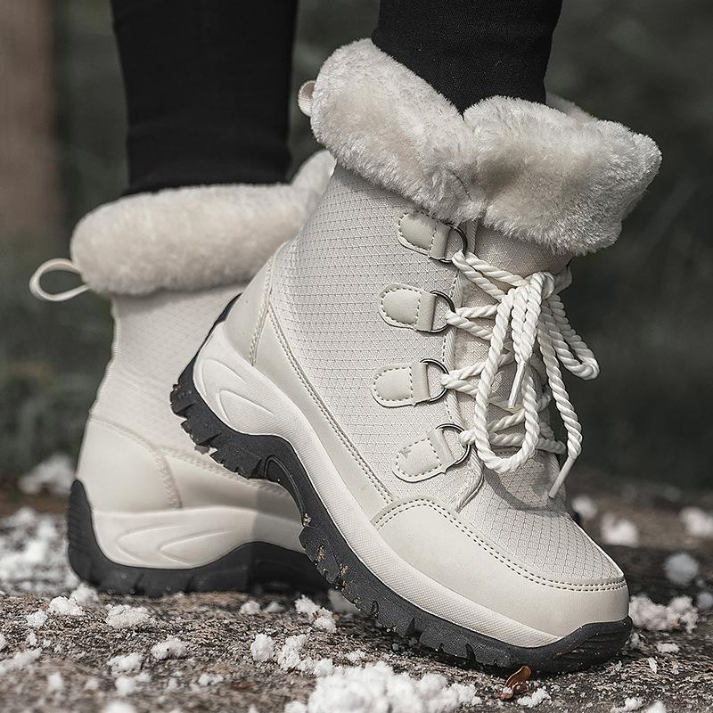 Winter Couple Snow Boots High Top Men And Women Hiking Shoes Cotton Shoes Comfortable Warm Plus Velvet Non-Slip Elderly Shoes