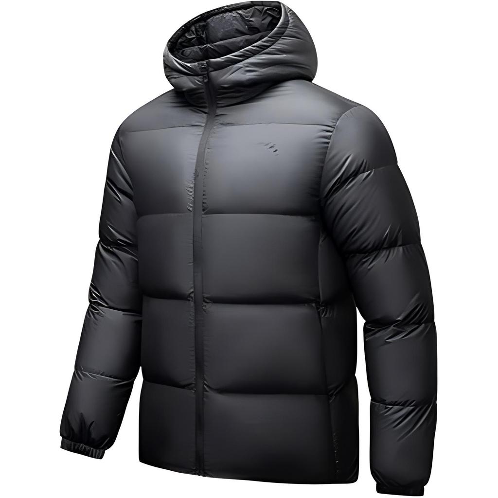 Anta Training Series Solid Color Zipper Hooded Comfortable Breathable Versatile Short Down Jacket Men Outerwear Basic-Black 152447916-3