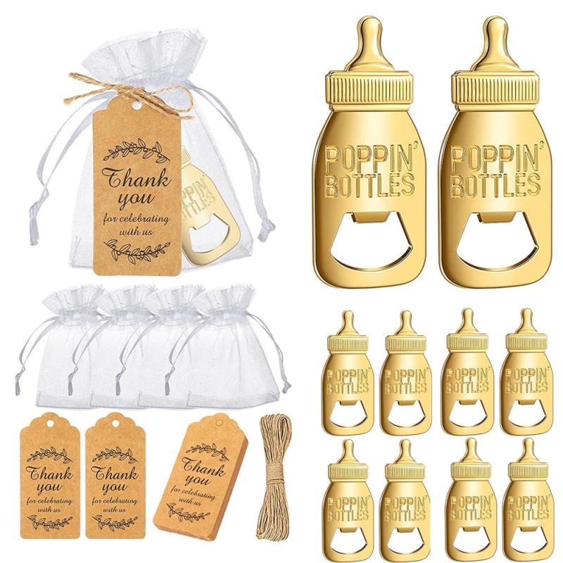 24pcs Metal Bottle Openers With Organza Bags Thank You Tags Baby Shower Theme Party Return Favors