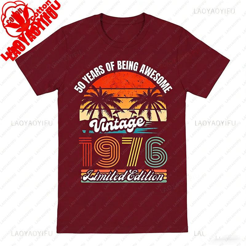 Retro 50 Year Old Vintage 1976 Limited Edition 50th Birthday Classic Graphic T Shirts Clothes for Women Men Summer Cotton Tees