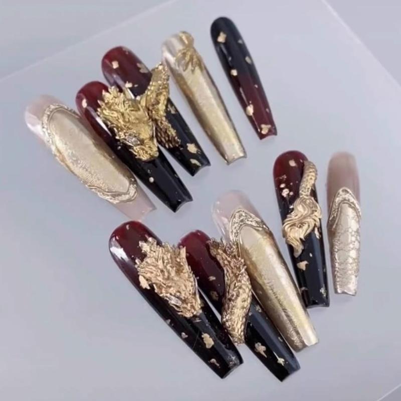 Nail Art Silicone Mold Beautiful 3D Nails Molds Dragon Year Nail Stencils Sculpture Mould Decorations for Manicurists