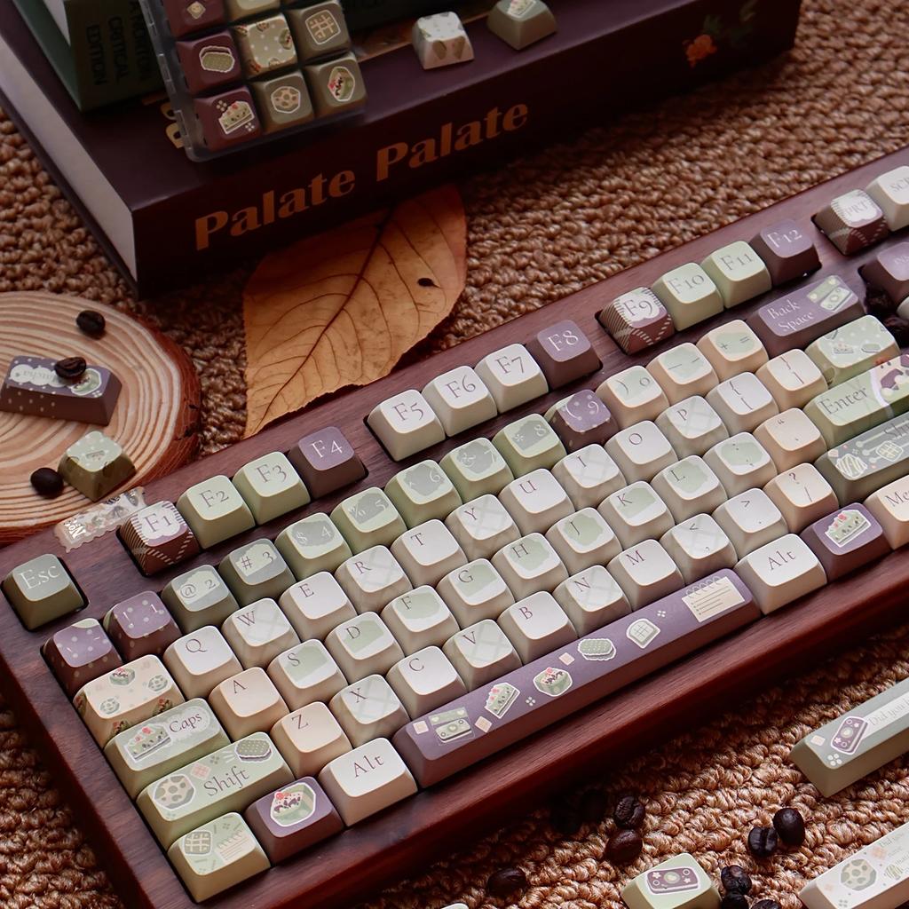 Matcha Flavor Sticker Theme Keycap Xda Cherry Pbt Five-Sided Thermal Sublimation 136Keys Keycap Set