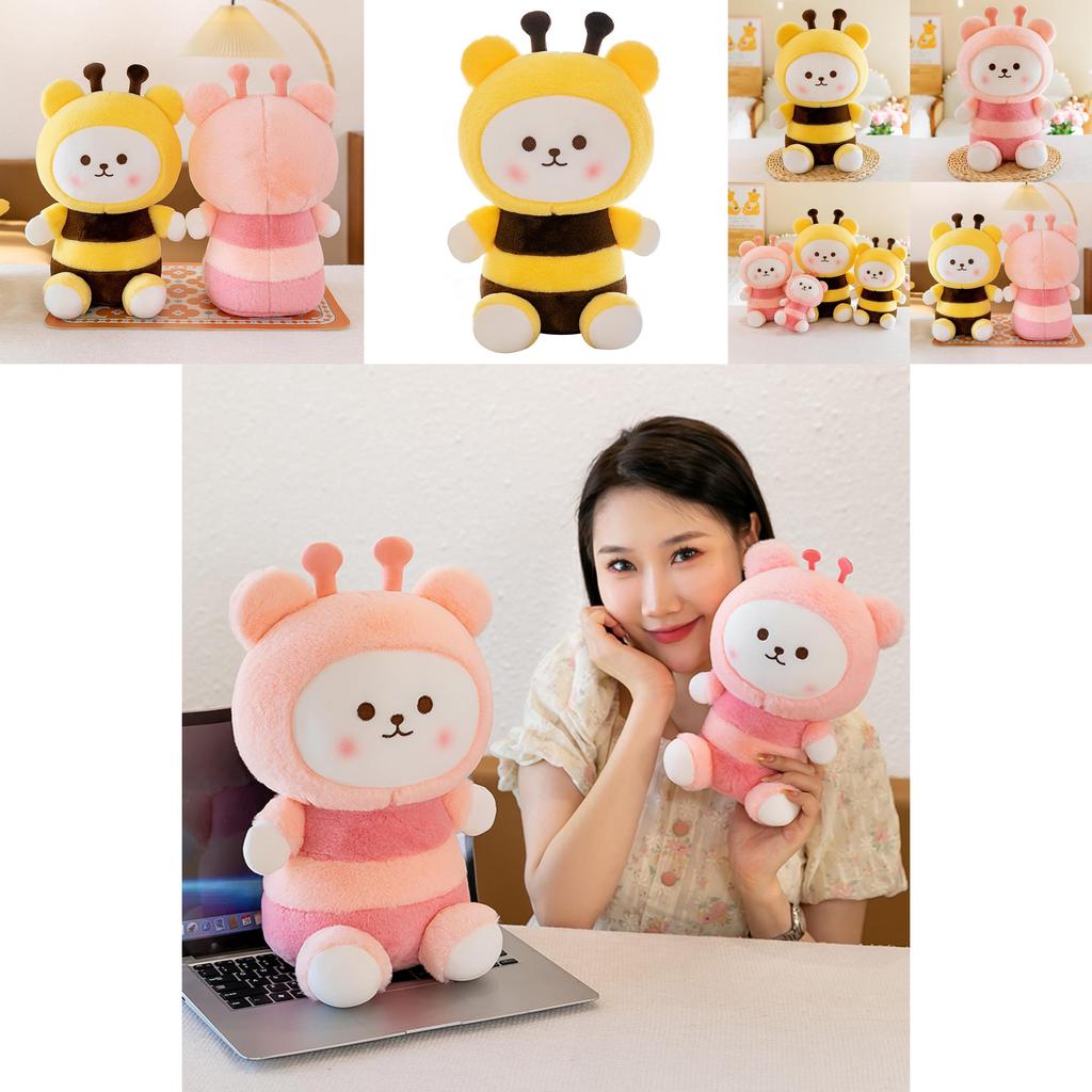 Adorable Cartoon Bee Bear Plush Toy Soft Stuffed Animal For Girls Birthday Gift