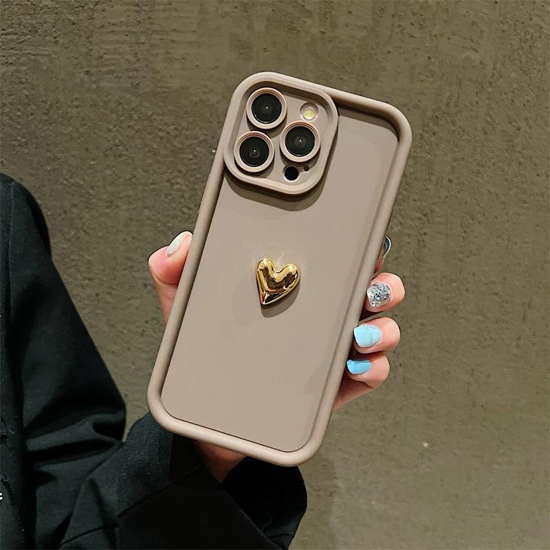 Gold Heart Phone Case for Apple iPhone 13ProMax/14/15/16e/17
