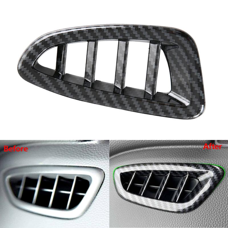 2pcs Car Carbon Fiber Dashboard Side Upper Air Vent Housing Outlet Frame Cover For Honda HRV HR-V