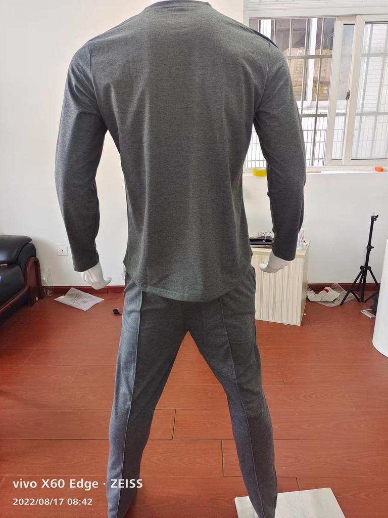 Men's European Style Two-Piece Suit: Fall 2022 Round Neck Long Sleeve T-Shirt & Trousers Casual Set