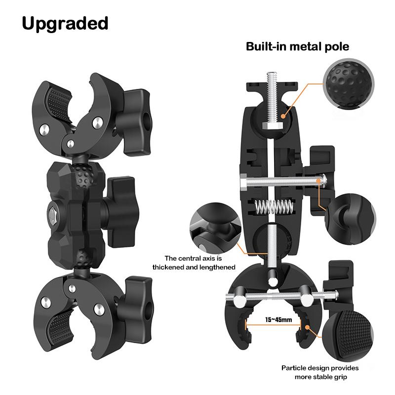 Motorcycle Bike Double Clamp Bracket for Insta360 One X2 X3 GoPro 12 11 10 SJCAM Selfie Stick Monopod Clip Mount Handlebar Stand