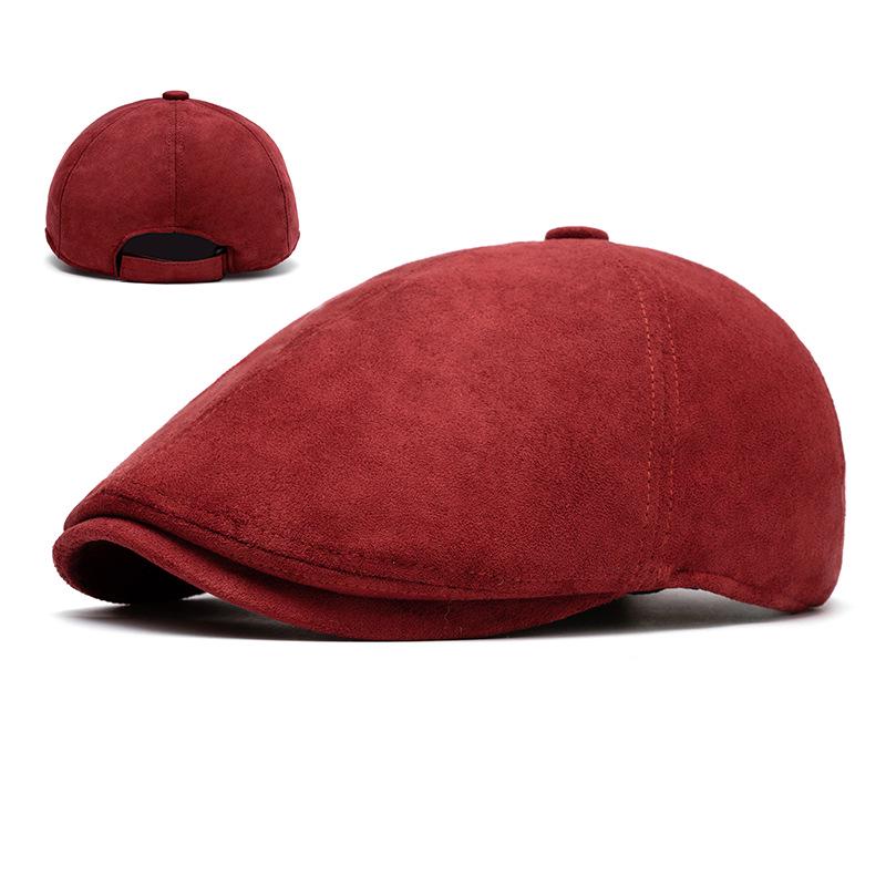

Unisex Suede Plush Beret: Solid Color Octagonal Duckbill Newsboy Cap for Fall/Winter Adjustable