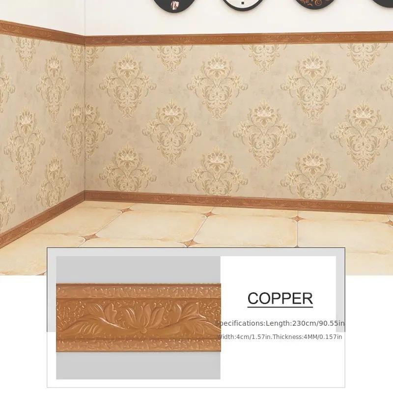 1PC 4X230CM 3D Wall Trim Line Skirting Border Self Adhesive Baseboard Wallpaper Hallway Ceiling Decor Anti-collision Corner Line