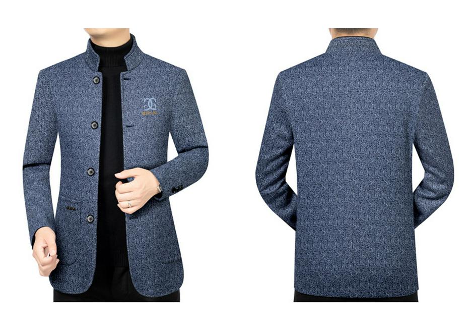 Men's Spring 2024 Wool Stand Collar Jacket - Fashionable Casual Business Coat