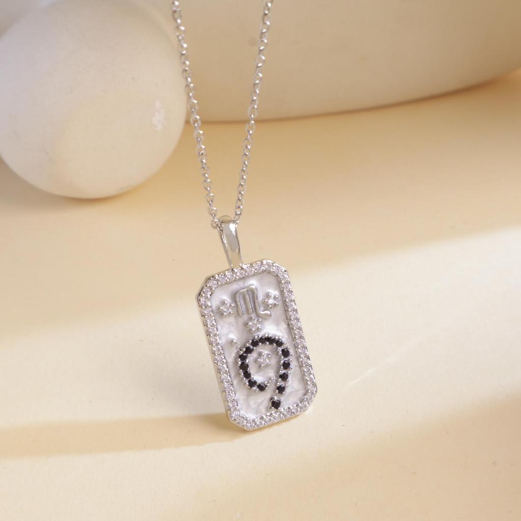 Colored Zircon Horoscope Necklace - European & American Style, Women's Light Luxury Accessory for Autumn/Winter