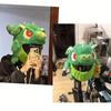 Plüsch Cartoon Drache Motorrad Helmbezug - Grüner fliegender Drache