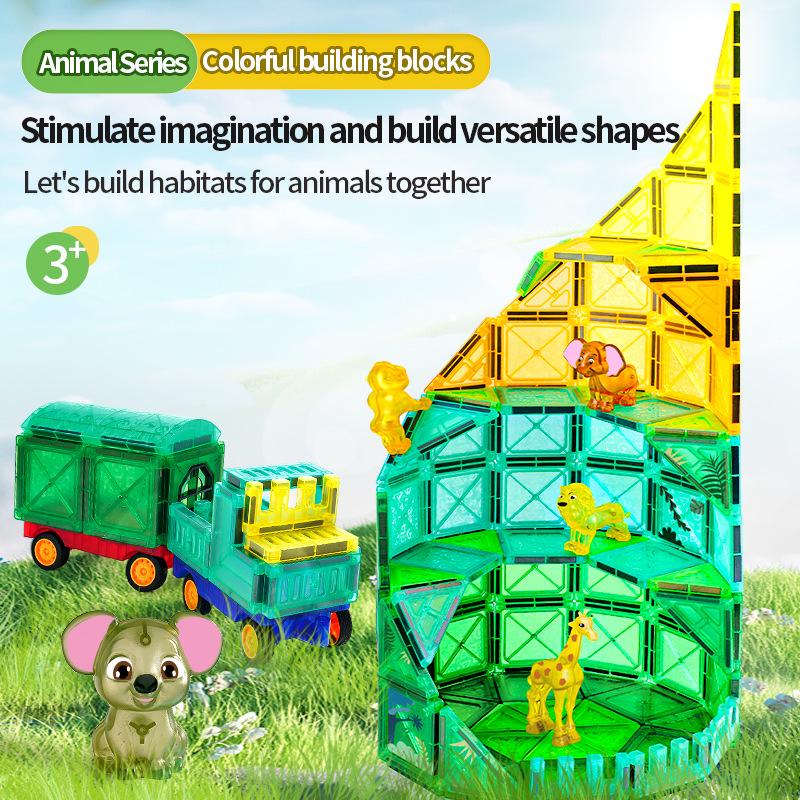 

Cross-Border Nature Forest Magnetic Track & Tile Educational Building Blocks for Kids