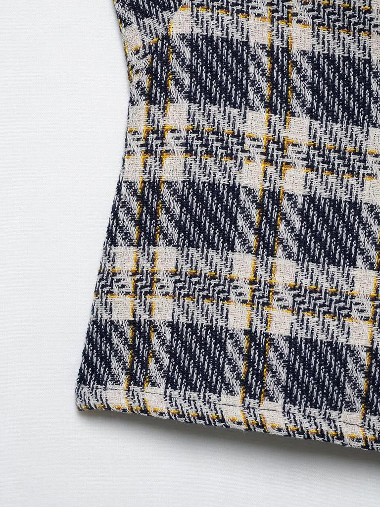 European & American Women's Summer Plaid Sleeveless Vest and Wide Pleated Culottes Set A36231/2