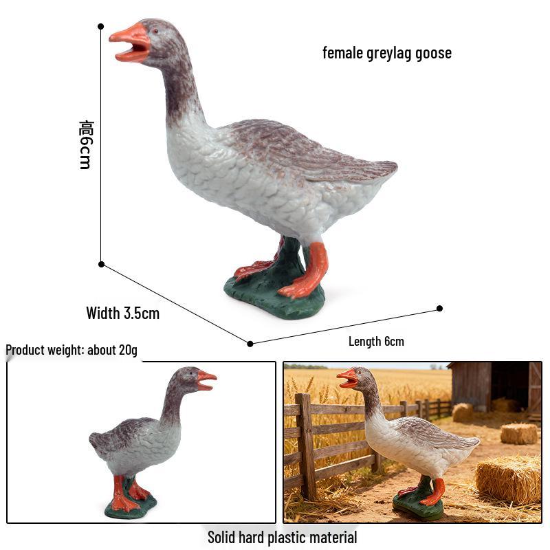 Realistic Farm Animal Models: Big Yellow Duck, Rooster, Turkey, Goose, and Swan