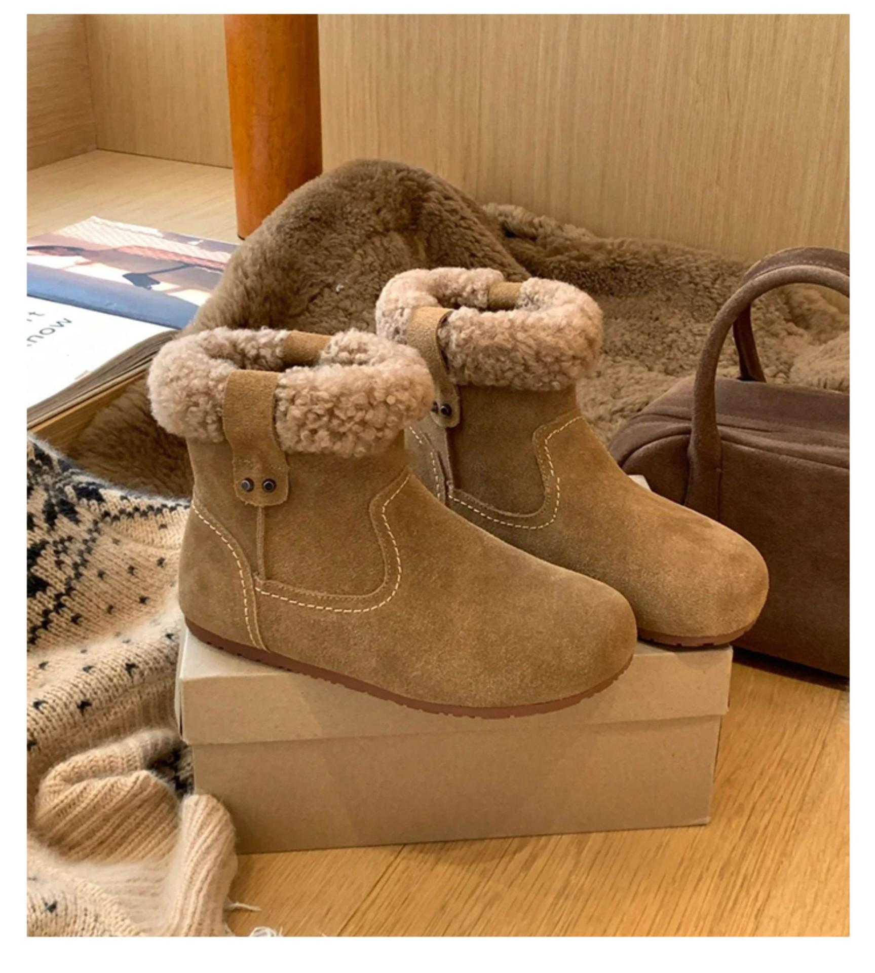 

[sheii Su Yinyin] Bird legs~ warm small short gang thick-soled wool deep boots snow short boots women s winter 40 верблюд