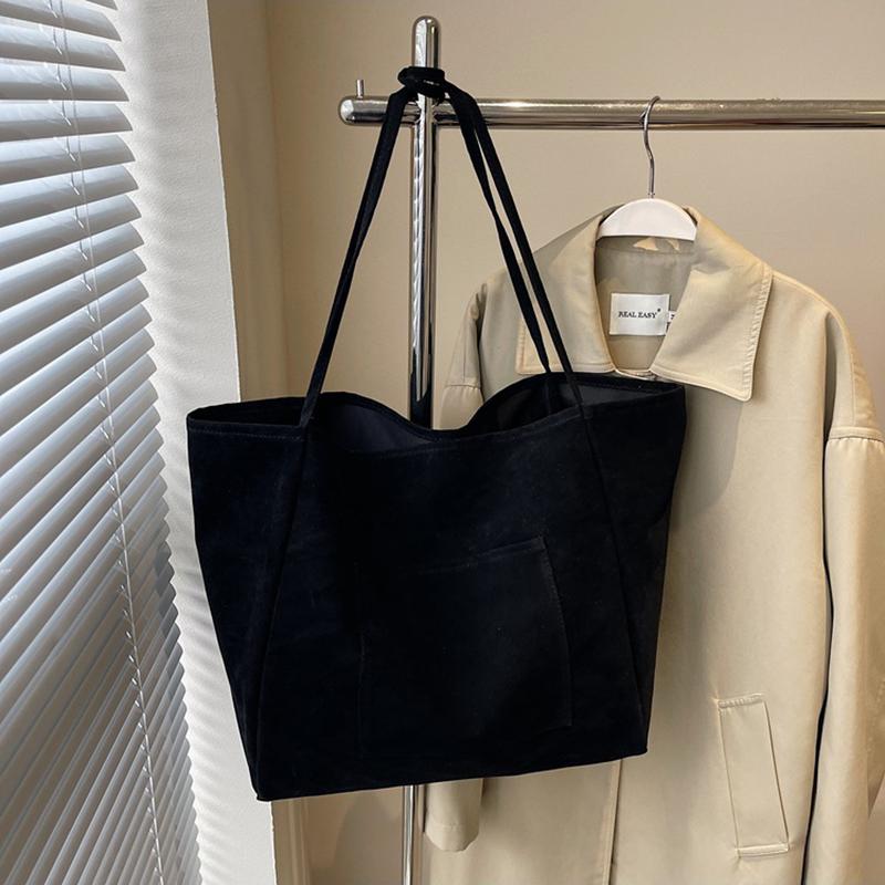 Women's Retro Mallard Velvet Tote Shoulder Bag - New Autumn Winter Fashion Large Capacity Relaxed Underarm Bag