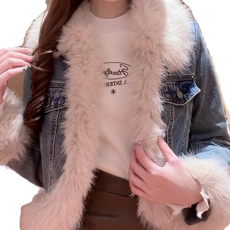 Denim Jacket Women's New Winter Velvet Thickened Autumn and Winter Loose Jacket Cotton-padded Coat