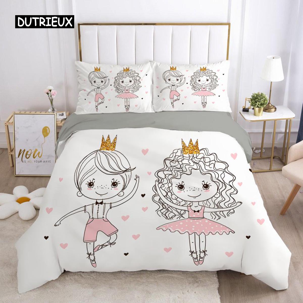 

Ballet Dancer Duvet Cover Set King Size Dancing Is My Passion Print Bedding Set Microfiber Girl Ballet Shoes Pattern Quilt Cover Tool EU single(135x200cm)