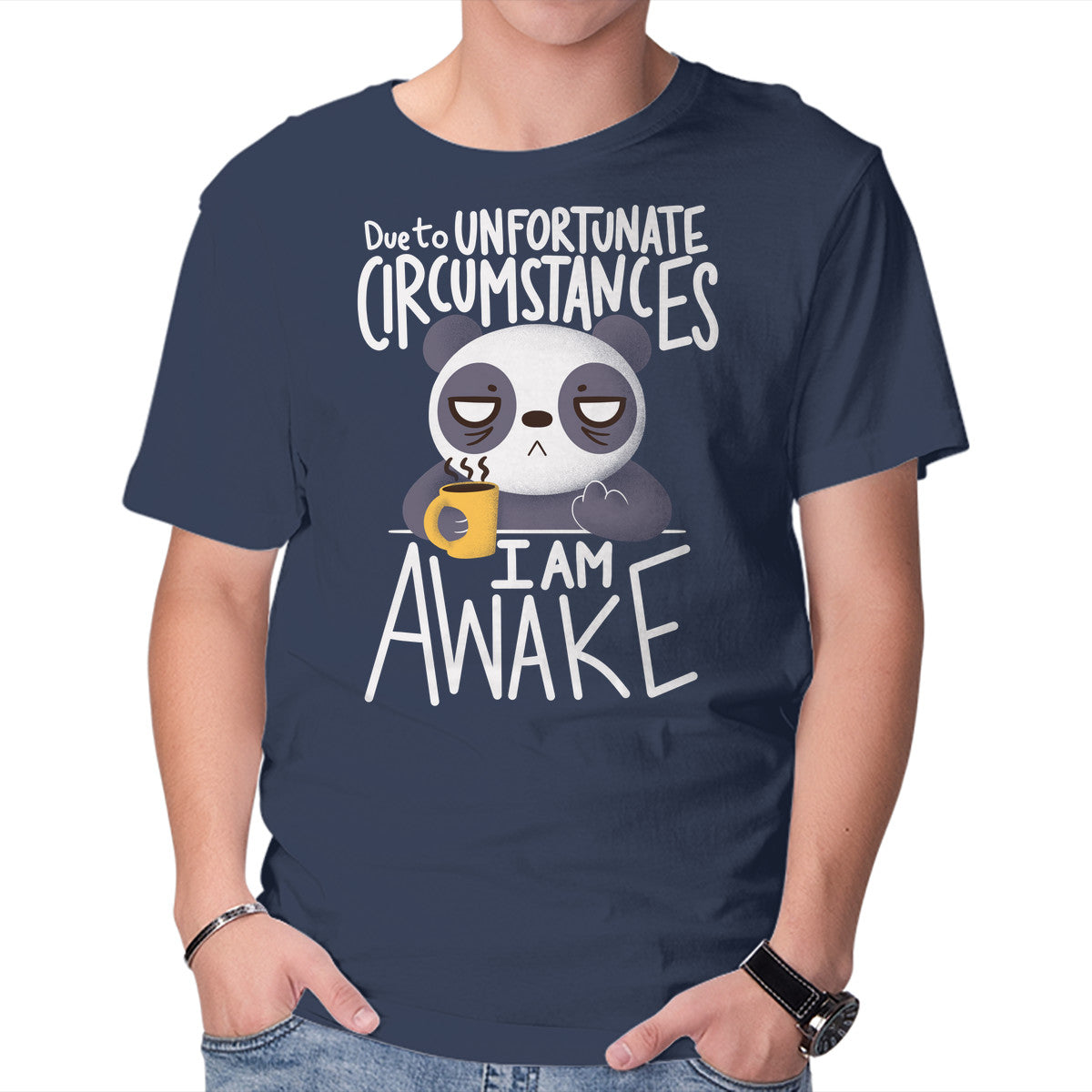 Unisex Crew Neck T-Shirt Morning Panda Graphic Short Sleeve Casual Tee XXXXL