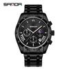 Sanda Men's Waterproof Business Watch - Steel Band, Luminous, with Small Seconds and Simple Calendar.