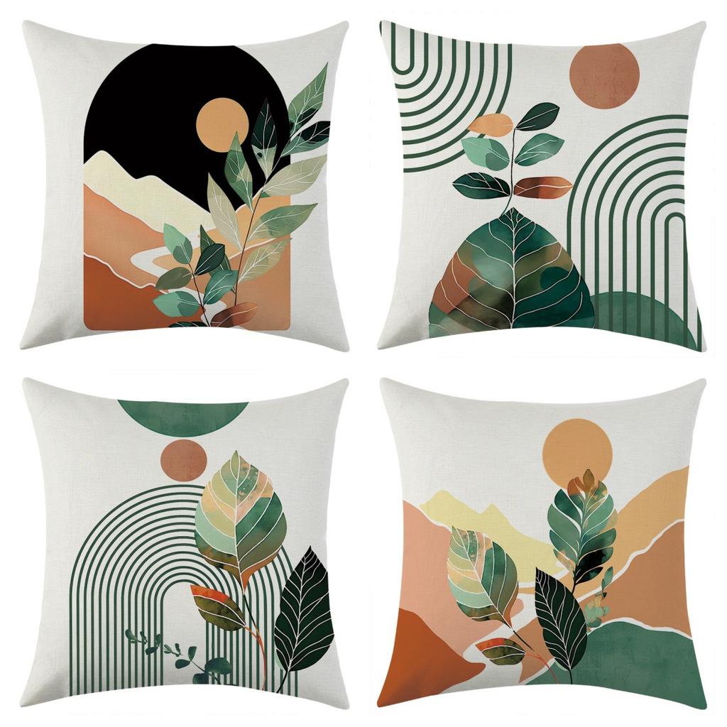 New Geometric Striped Abstract Floral Linen Pillow Cover Car Sofa Lumbar Pillow Cushion