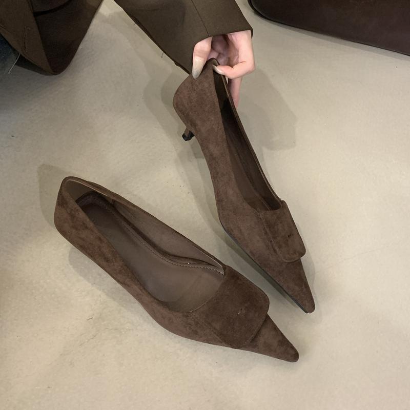 Fashion SUOJIALUN 2024 Autumn Women Pointed Toe Boat Shoes Fashion Red Ladies Elegant Dress Pumps Shoes Thin Low Heel Outdoor Dress Pump